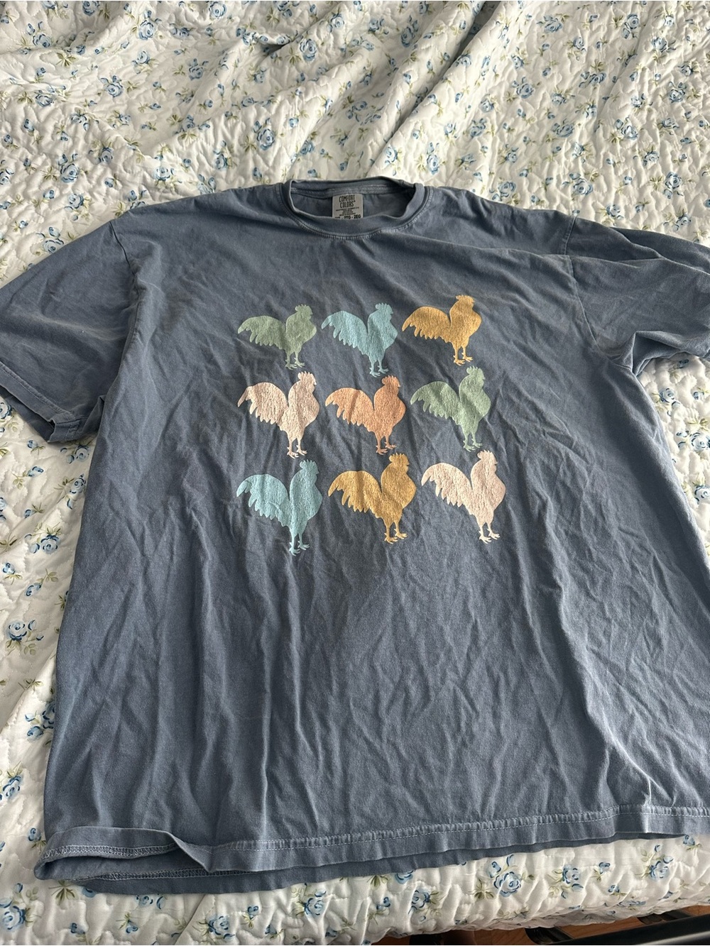 Comfort Colors Slate Blue Short-Sleeve Rooster Graphic Tee